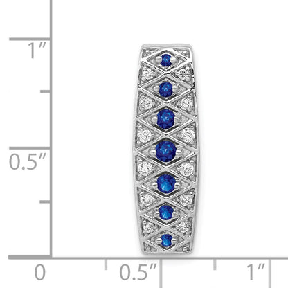 14K Weißgold Kettengleitanhänger mit 0,2 ct. laborgezüchtetem Diamant VS/SI+ G+ und laborgezüchtetem Blauem Saphir