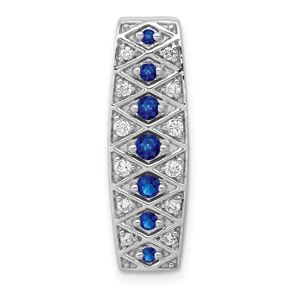 14K Weißgold Kettengleitanhänger mit 0,2 ct. laborgezüchtetem Diamant VS/SI+ G+ und laborgezüchtetem Blauem Saphir