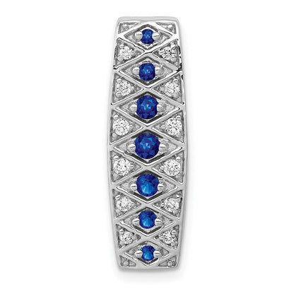 14K Weißgold Kettengleitanhänger mit 0,2 ct. laborgezüchtetem Diamant VS/SI+ G+ und laborgezüchtetem Blauem Saphir