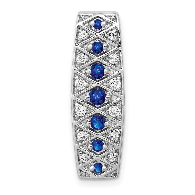 14K Weißgold Kettengleitanhänger mit 0,2 ct. laborgezüchtetem Diamant VS/SI+ G+ und laborgezüchtetem Blauem Saphir