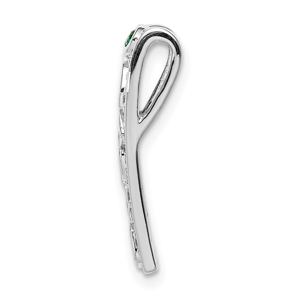 14K Weißgold Echt Diamant und Smaragd Fantasie Kette Anhänger