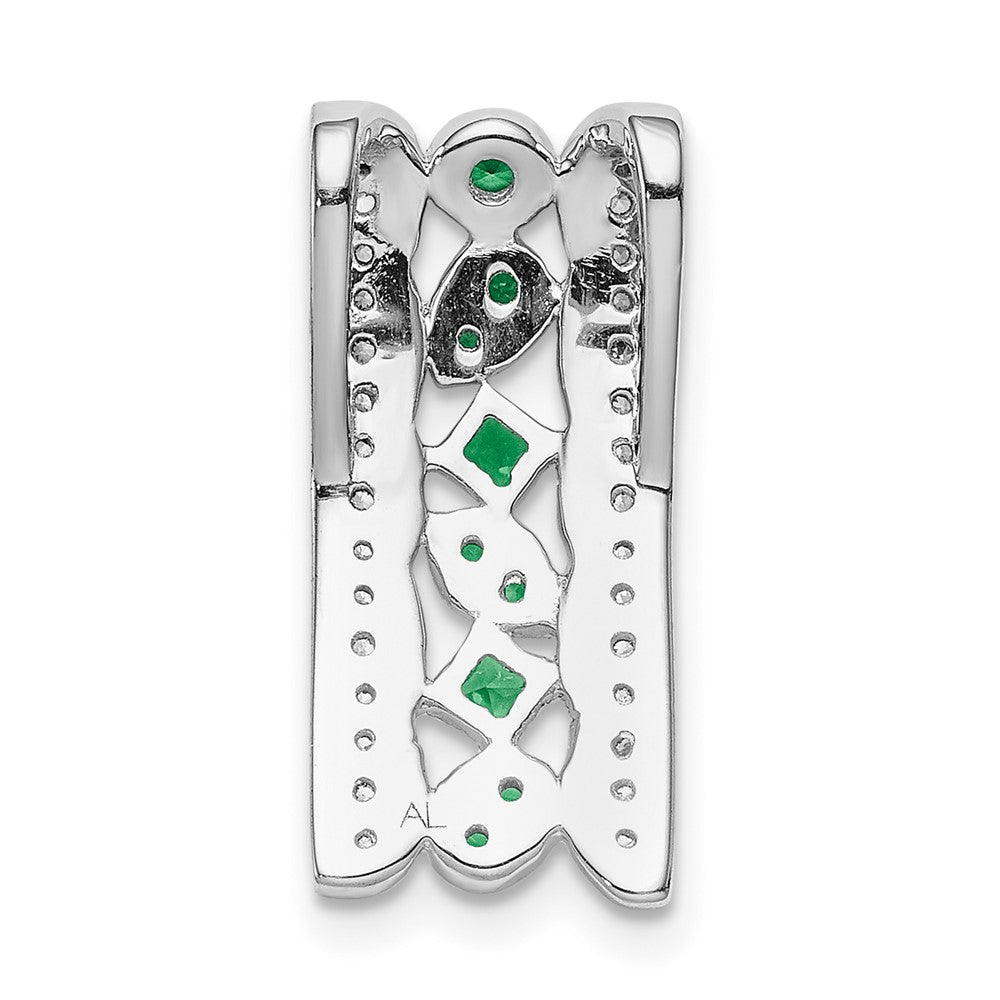 14K Weißgold Echt Diamant und Smaragd Fantasie Kette Anhänger