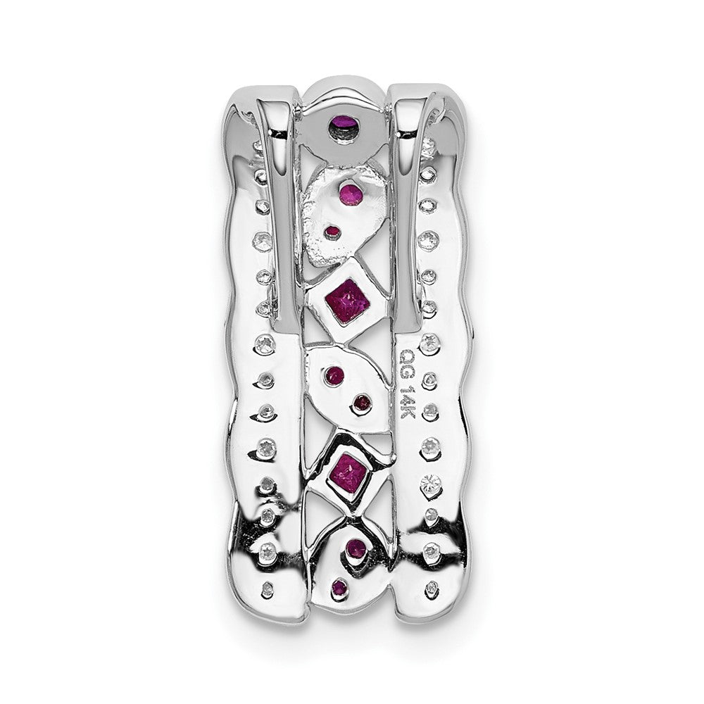 14K Weißgold Echt Diamant Und.17 Rubin Fantasie Kette Anhänger
