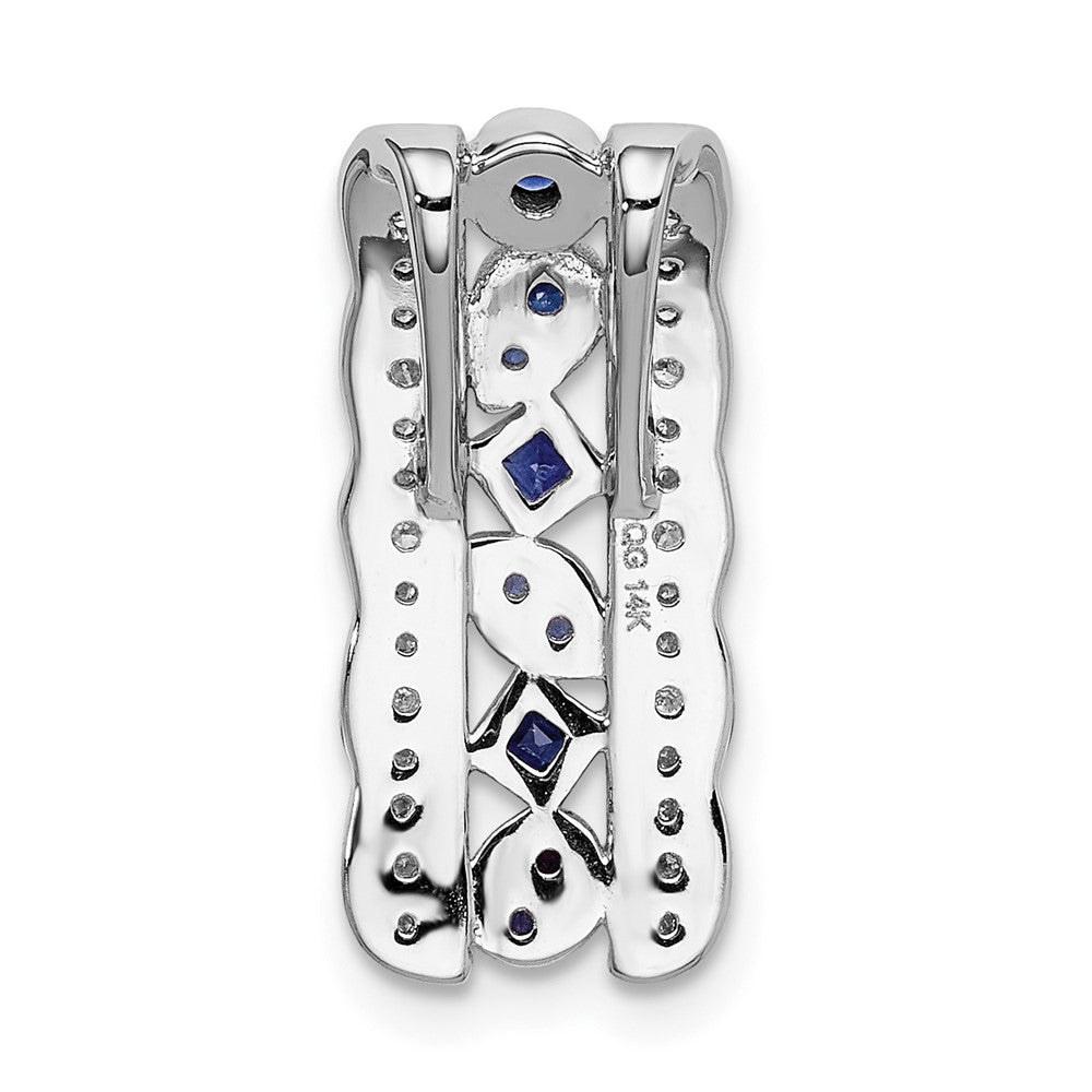 14K Weißgold 1/5ct. Echt Diamant Und.17 Saphir Fantasie Kette Anhänger
