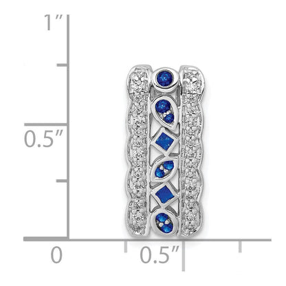 14K Weißgold 1/5ct. Echt Diamant Und.17 Saphir Fantasie Kette Anhänger