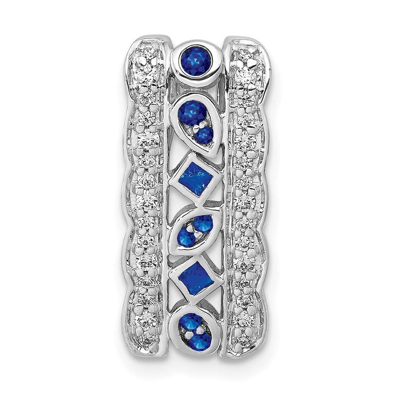 14K Weißgold 1/5ct. Echt Diamant Und.17 Saphir Fantasie Kette Anhänger