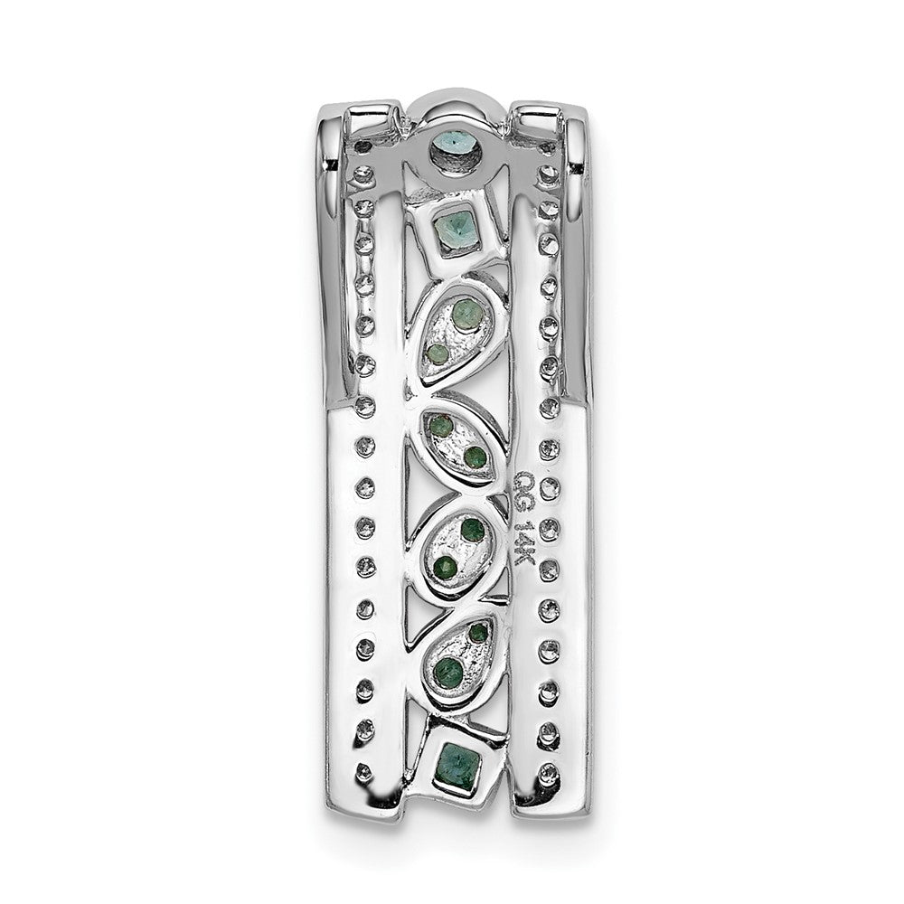 14K Weißgold Echt Diamant und Smaragd Fantasie Kette Anhänger