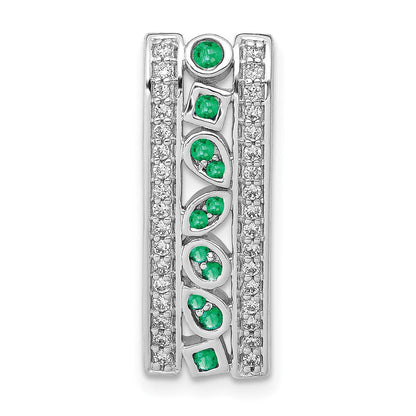 14K Weißgold Echt Diamant und Smaragd Fantasie Kette Anhänger