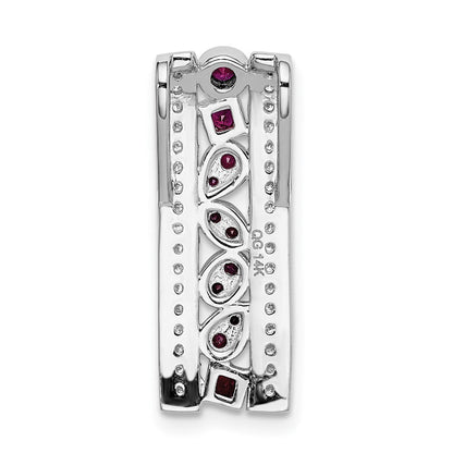 14K Weißgold Echt Diamant Und.24 Rubin Fantasie Kette Anhänger