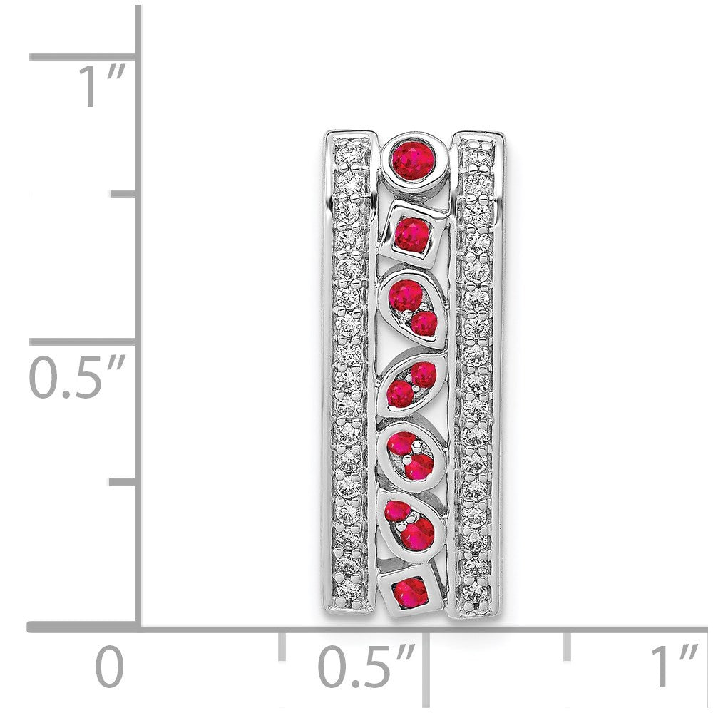 14K Weißgold Echt Diamant Und.24 Rubin Fantasie Kette Anhänger