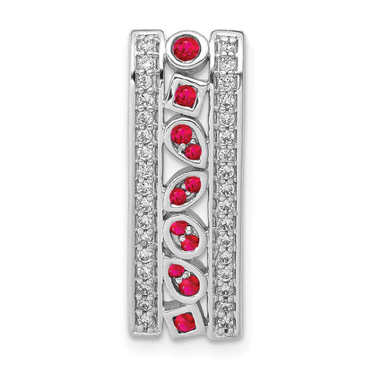 14K Weißgold Echt Diamant Und.24 Rubin Fantasie Kette Anhänger
