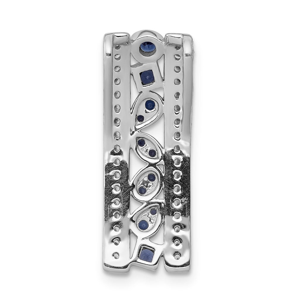 14K Weißgold 1/5ct. Echt Diamant Und.24 Saphir Fantasie Kette Anhänger