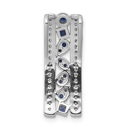 14K Weißgold 1/5ct. Echt Diamant Und.24 Saphir Fantasie Kette Anhänger