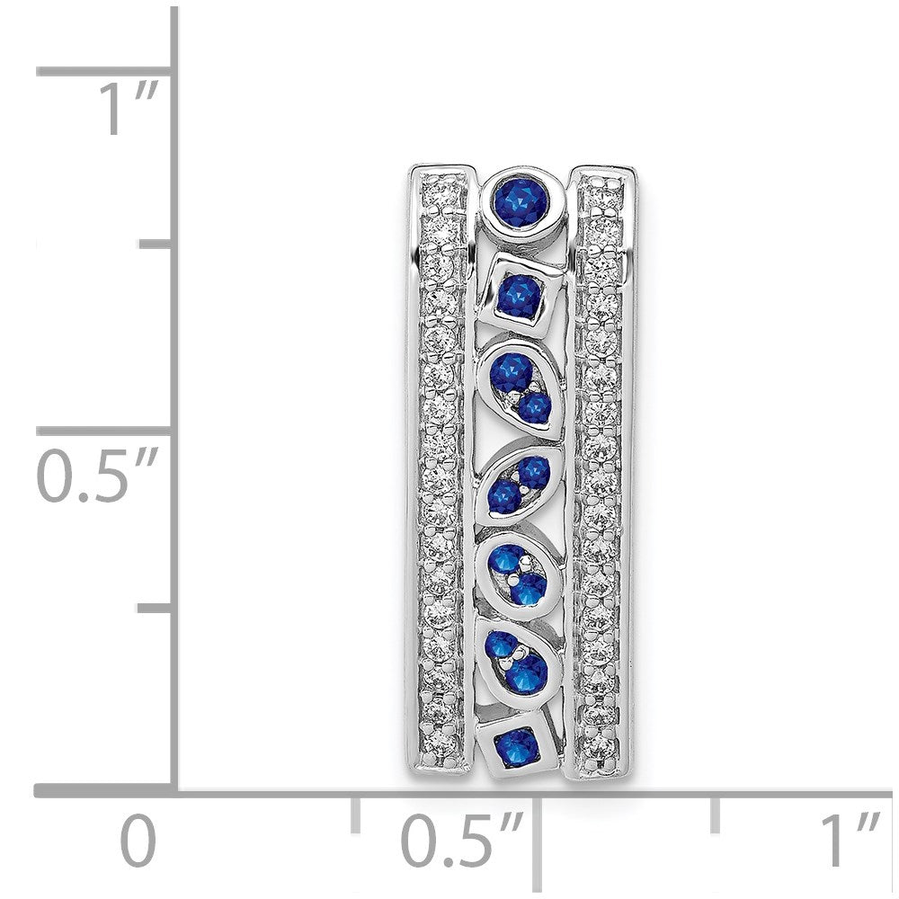 14K Weißgold 1/5ct. Echt Diamant Und.24 Saphir Fantasie Kette Anhänger