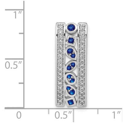 14K Weißgold 1/5ct. Echt Diamant Und.24 Saphir Fantasie Kette Anhänger
