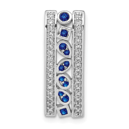 14K Weißgold 1/5ct. Echt Diamant Und.24 Saphir Fantasie Kette Anhänger