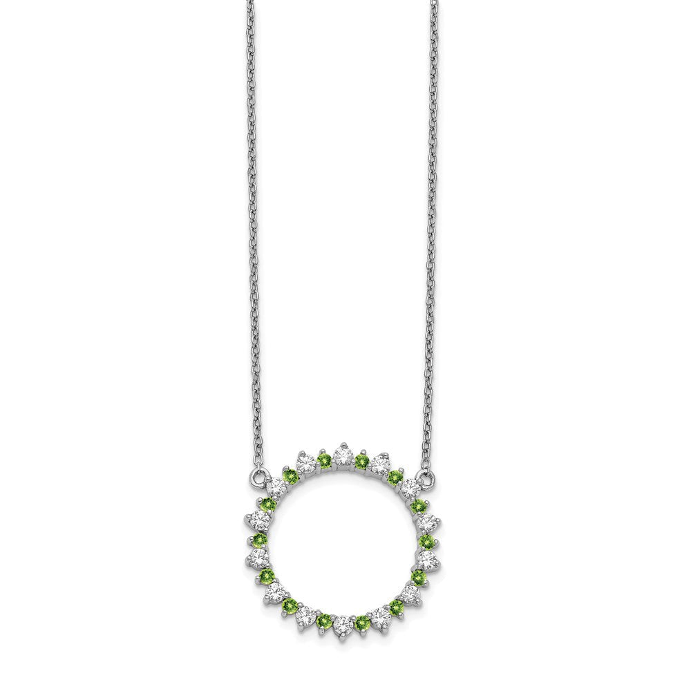 14K Weißgold Echt Diamant & Peridot Fantasie Kreis Halskette