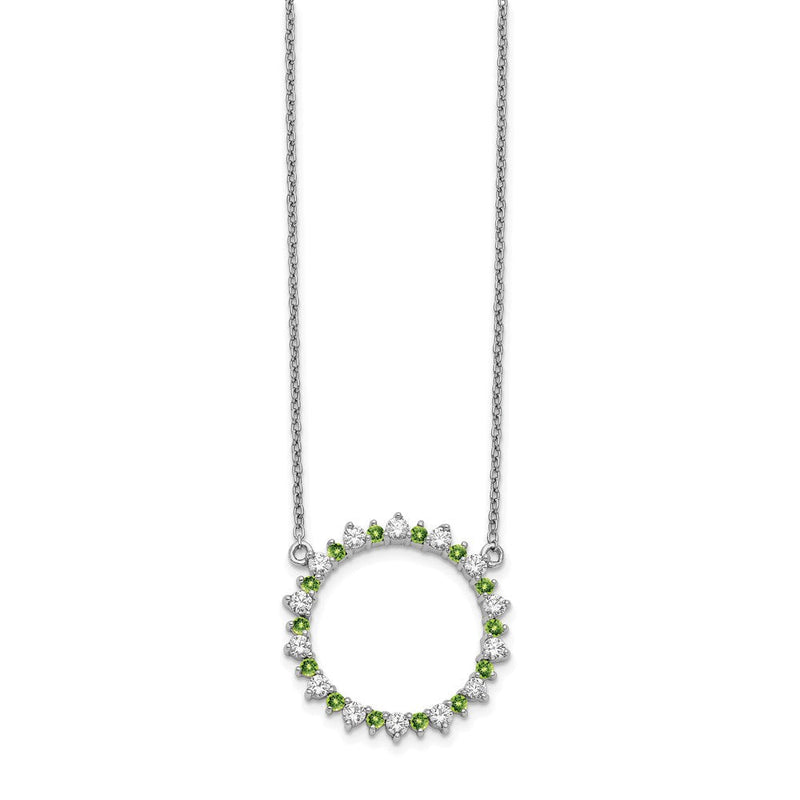 14K Weißgold Echt Diamant & Peridot Fantasie Kreis Halskette