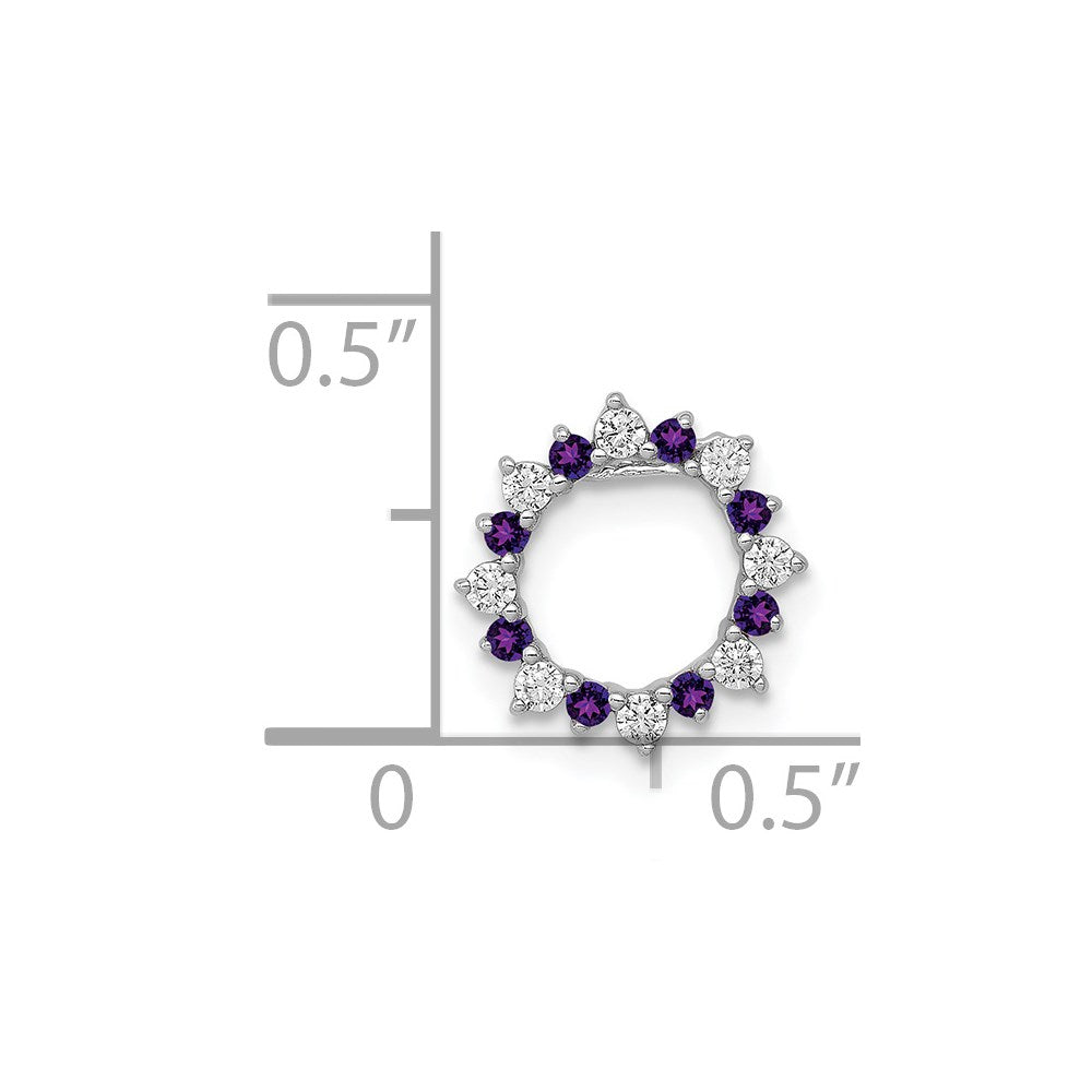 14K Weißgold Echt Diamant Und.08 Amethyst Fantasie Kreis Kette Anhänger
