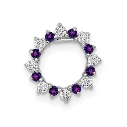 14K Weißgold Echt Diamant Und.08 Amethyst Fantasie Kreis Kette Anhänger