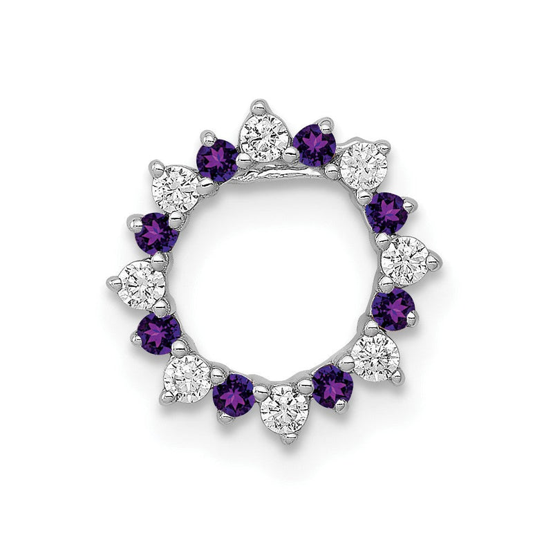 14K Weißgold Echt Diamant Und.08 Amethyst Fantasie Kreis Kette Anhänger
