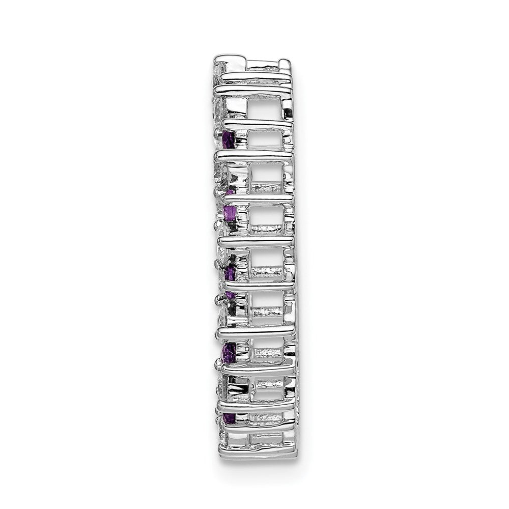 14K Weißgold Echt Diamant &.42 Amethyst Fantasie Kreis Kette Anhänger