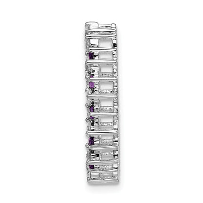 14K Weißgold Echt Diamant &.42 Amethyst Fantasie Kreis Kette Anhänger