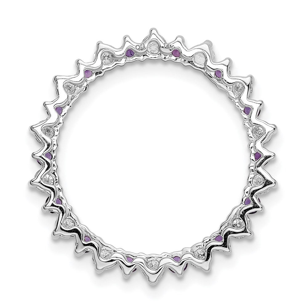 14K Weißgold Echt Diamant &.42 Amethyst Fantasie Kreis Kette Anhänger