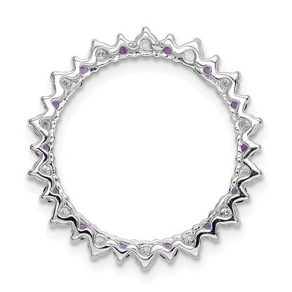 14K Weißgold Echt Diamant &.42 Amethyst Fantasie Kreis Kette Anhänger
