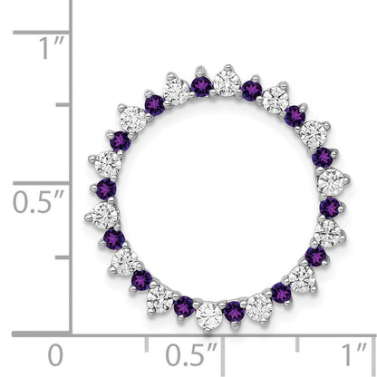 14K Weißgold Echt Diamant &.42 Amethyst Fantasie Kreis Kette Anhänger