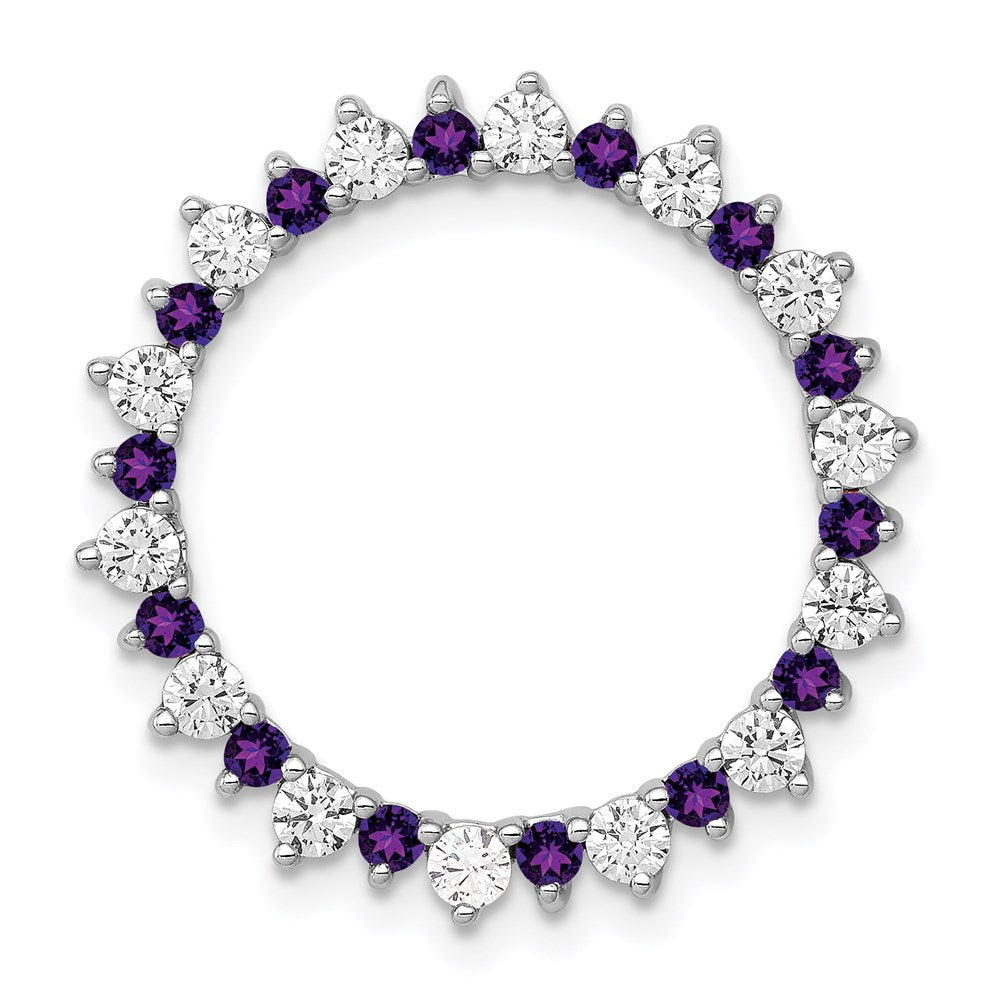 14K Weißgold Echt Diamant &.42 Amethyst Fantasie Kreis Kette Anhänger