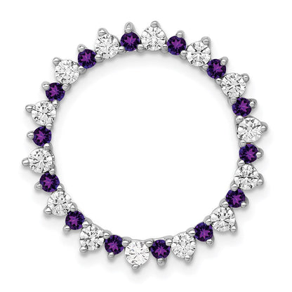 14K Weißgold Echt Diamant &.42 Amethyst Fantasie Kreis Kette Anhänger