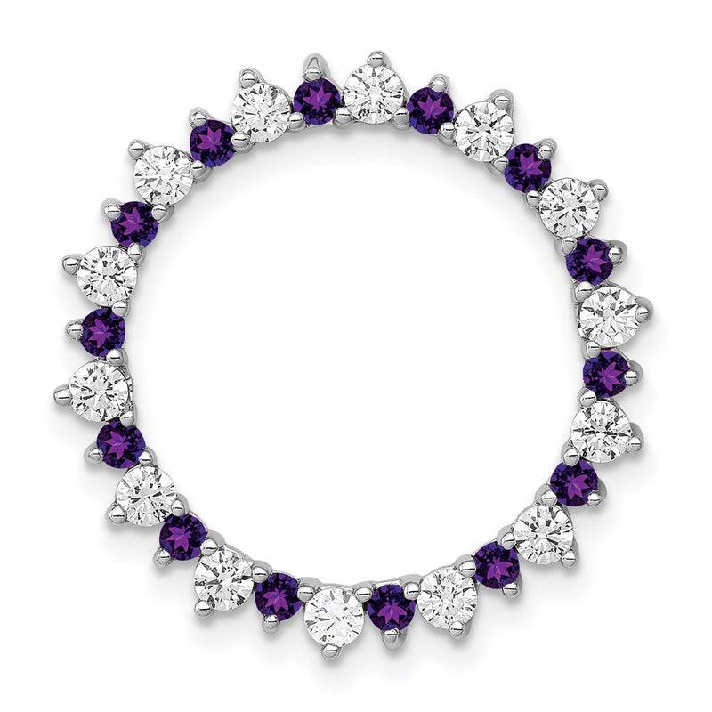 14K Weißgold Echt Diamant &.42 Amethyst Fantasie Kreis Kette Anhänger