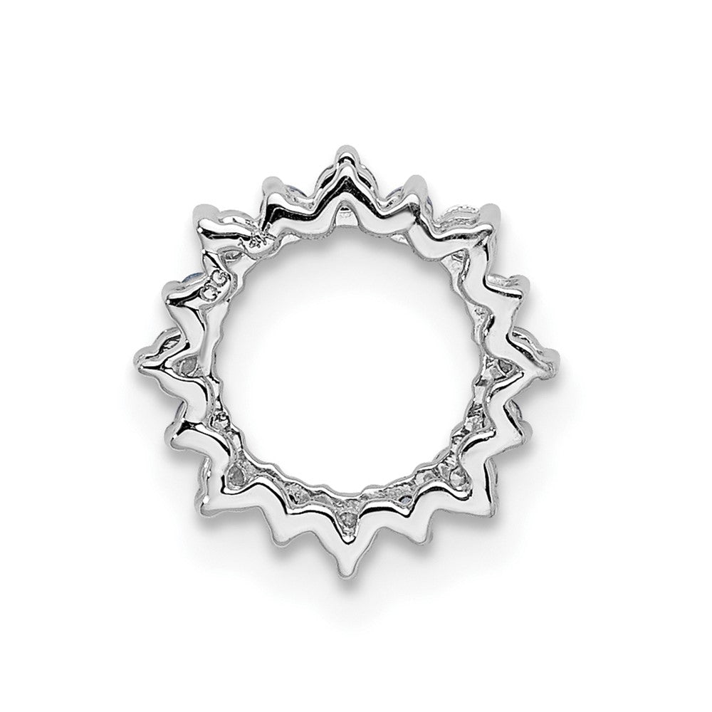 14K Weißgold 1/8ct. Echt Diamant/ Blautopas Fantasie Kreis Kette Anhänger