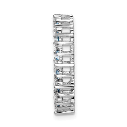 14K Weißgold 5/8ct. Echt Diamant & Blautopas Fantasie Kreis Kette Anhänger