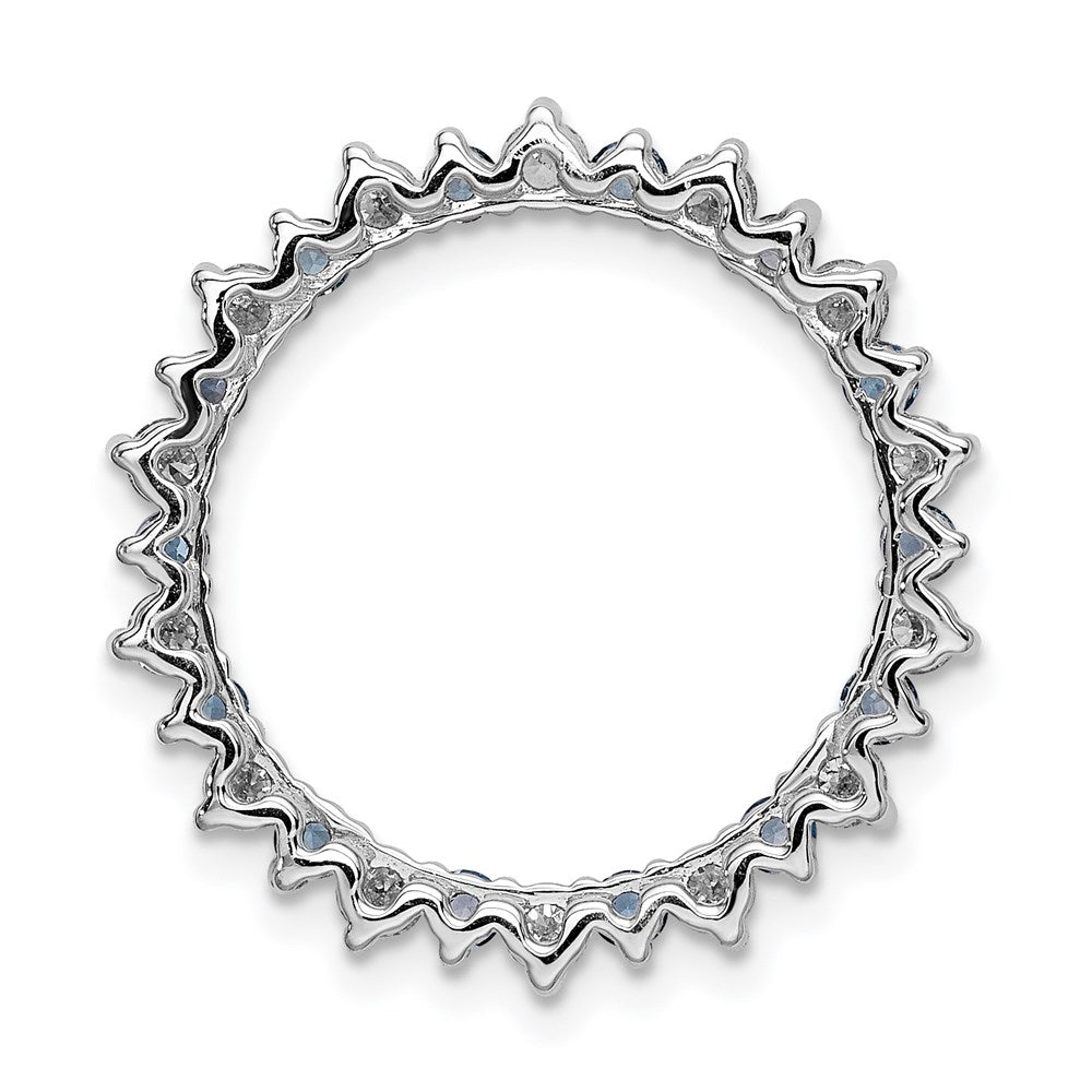 14K Weißgold 5/8ct. Echt Diamant & Blautopas Fantasie Kreis Kette Anhänger