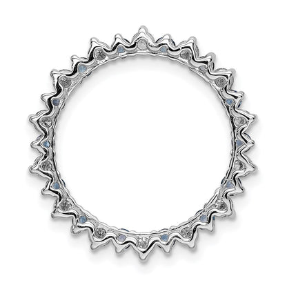 14K Weißgold 5/8ct. Echt Diamant & Blautopas Fantasie Kreis Kette Anhänger