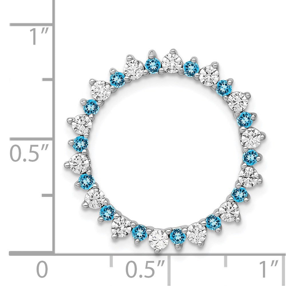 14K Weißgold 5/8ct. Echt Diamant & Blautopas Fantasie Kreis Kette Anhänger