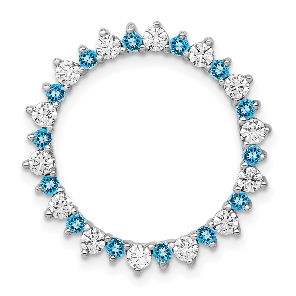 14K Weißgold 5/8ct. Echt Diamant & Blautopas Fantasie Kreis Kette Anhänger