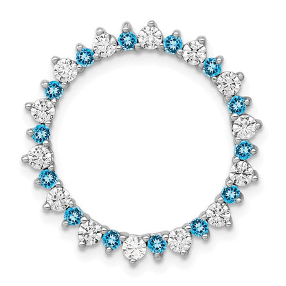14K Weißgold 5/8ct. Echt Diamant & Blautopas Fantasie Kreis Kette Anhänger