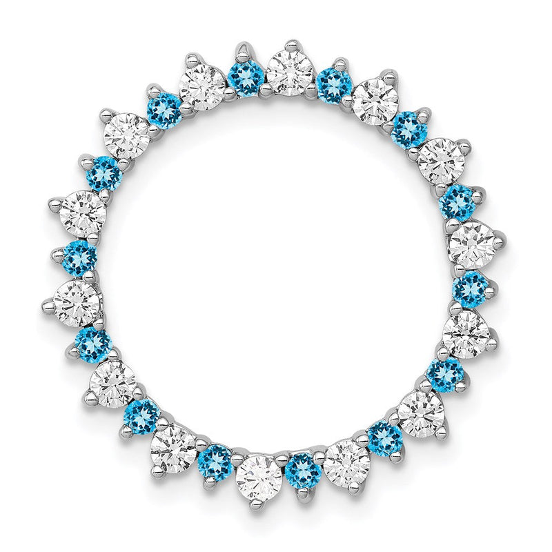 14K Weißgold 5/8ct. Echt Diamant & Blautopas Fantasie Kreis Kette Anhänger