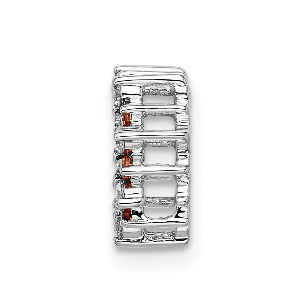 14K Weißgold Echt Diamant Und.08 Citrin Fantasie Kreis Kette Anhänger