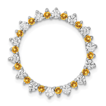 14K Weißgold Echt Diamant &.42 Citrin Fantasie Kreis Kette Anhänger