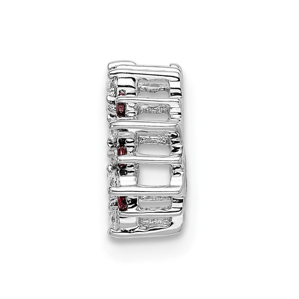 14K Weißgold Echt Diamant &.08 Granat Fantasie Kreis Kette Anhänger