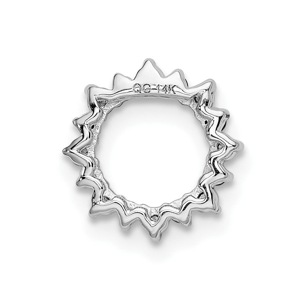 14K Weißgold Echt Diamant &.08 Granat Fantasie Kreis Kette Anhänger