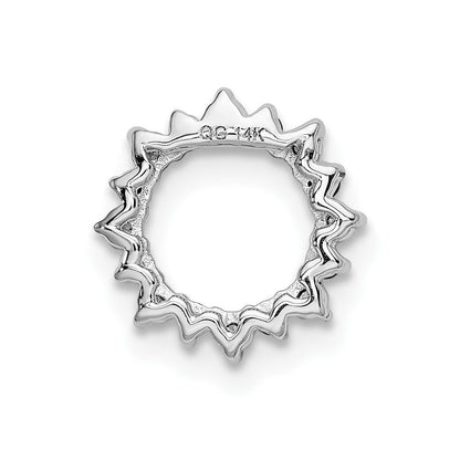 14K Weißgold Echt Diamant &.08 Granat Fantasie Kreis Kette Anhänger