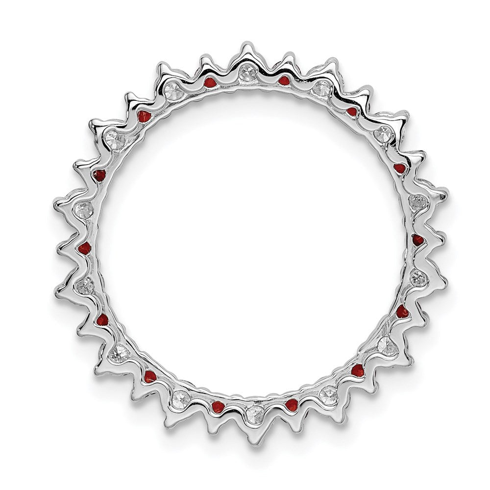 14K Weißgold Echt Diamant &.42 Granat Fantasie Kreis Kette Anhänger
