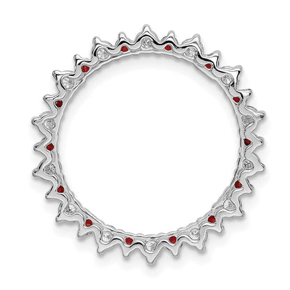 14K Weißgold Echt Diamant &.42 Granat Fantasie Kreis Kette Anhänger