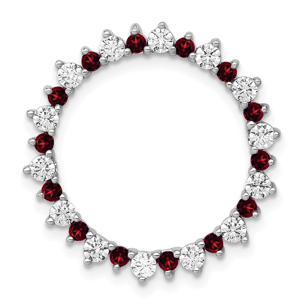 14K Weißgold Echt Diamant &.42 Granat Fantasie Kreis Kette Anhänger
