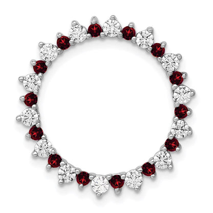 14K Weißgold Echt Diamant &.42 Granat Fantasie Kreis Kette Anhänger